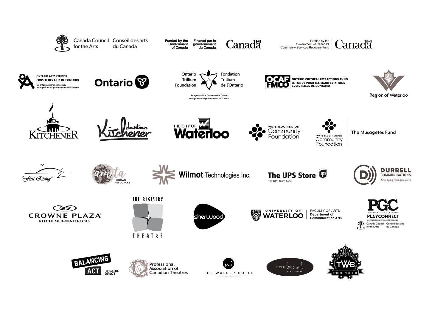 Logos of Partners & Sponsors supporting MT Space and the IMPACT Theatre Festival.