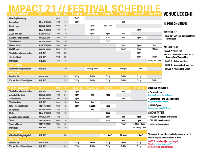 IMPACT21 Schedule updated October 4th, 2021